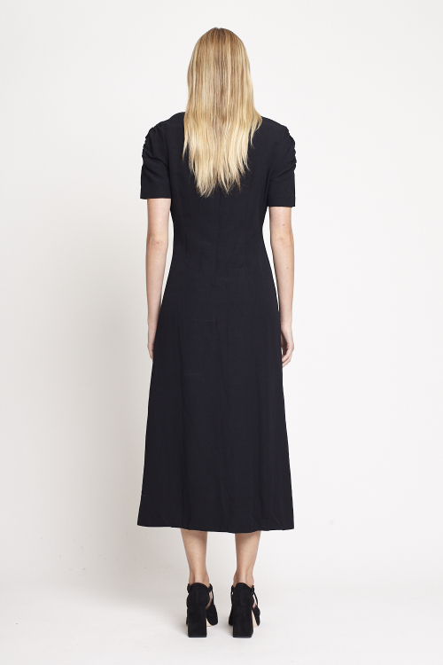 Fit — Vestido Modal Com Linho Franzido