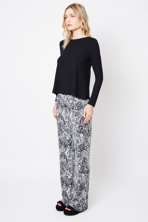 Fit — Calça Jersey Estampa Caxemira Perna Alongada
