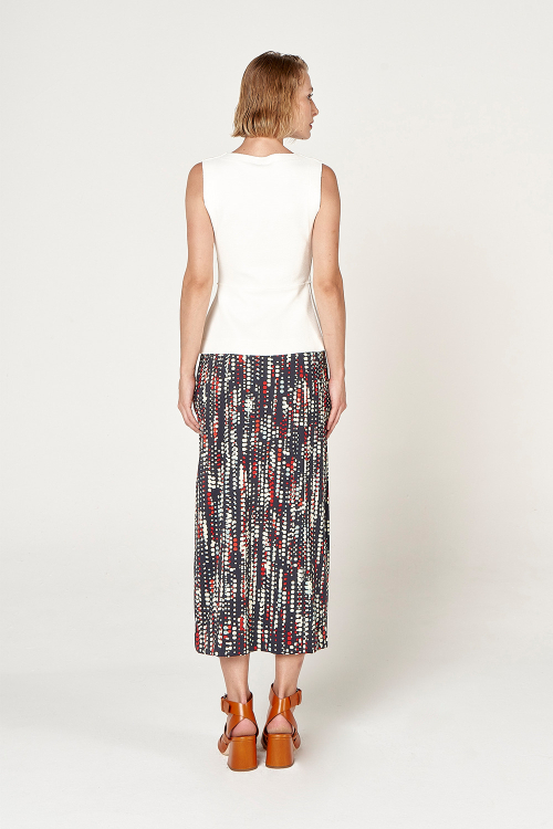 Fit — Saia Jersey Estampa Semente Pregas Laterais