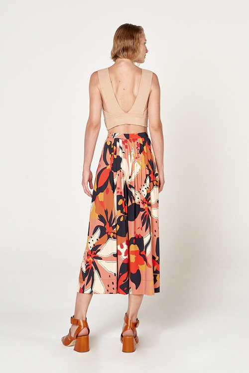 Fit — Saia Jersey Estampa Astromélia Midi Com Pregas