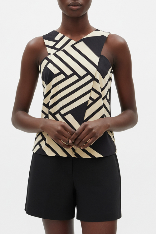 Fit — Blusa Jersey Est Grafismo De Palha Decote Cruzado