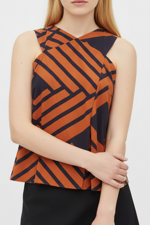 Fit — Blusa Jersey Est Grafismo De Palha Decote Cruzado