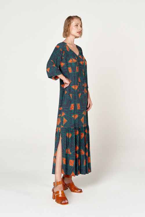 Fit — Vestido Jersey Estampa Étnica Amplo
