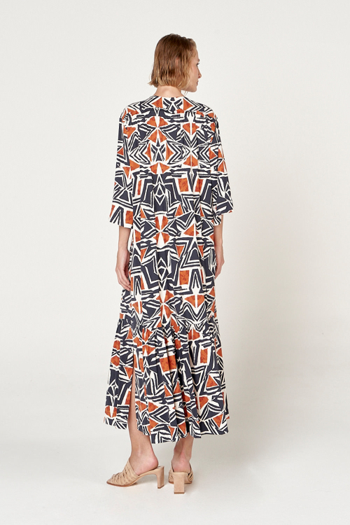 Fit — Vestido Jersey Estampa Étnica Amplo