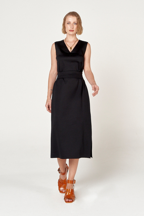 vestido duplo leve faixa cintura    	 	