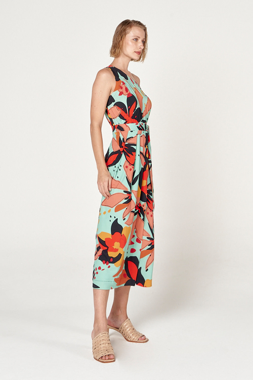 Fit — Vestido Jersey Estampa Astromélia Ombro Único