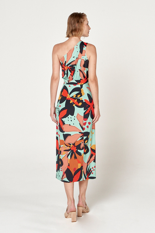 Fit — Vestido Jersey Estampa Astromélia Ombro Único