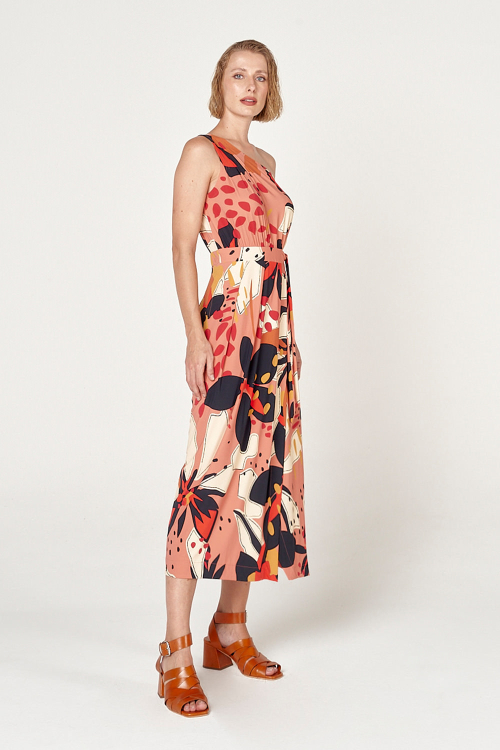 Fit — Vestido Jersey Estampa Astromélia Ombro Único