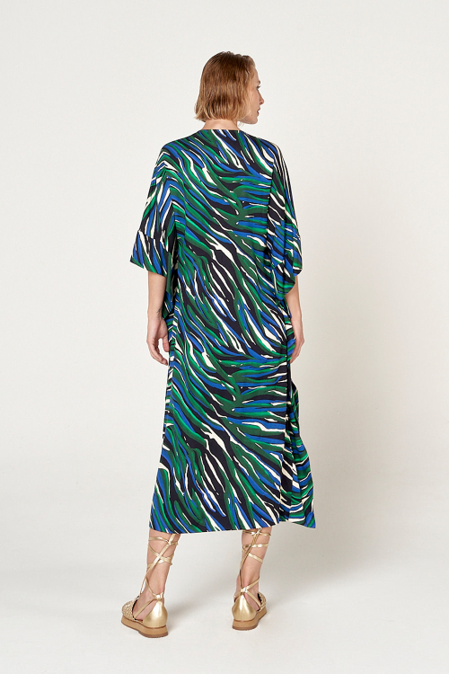 Fit — Kaftan Viscose Plana Leve Estampa Maré