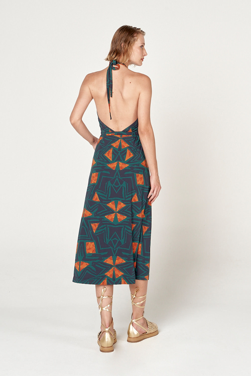 Fit — Vestido Jersey Estampa Étnica Frente Única