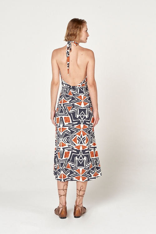 Fit — Vestido Jersey Estampa Étnica Frente Única