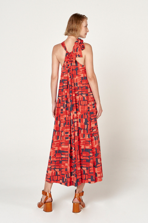 Fit — Vestido Jersey Est Encaixe Midi Gola Laço