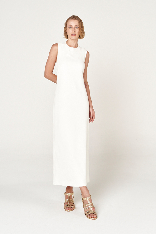 Fit — Vestido Bouclê Decote Gotas Costas Midi