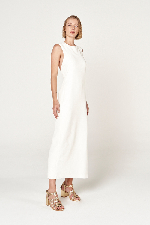 Fit — Vestido Bouclê Decote Gotas Costas Midi