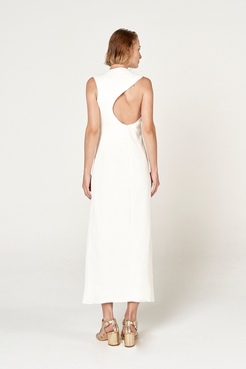 Fit — Vestido Bouclê Decote Gotas Costas Midi