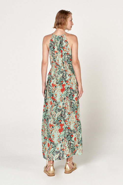 Fit — Vestido Seda Estampa Bosque Midi