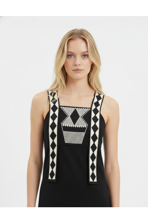 Fit — Vestido Malha Dupla Leve Silk Grafismo De Palha
