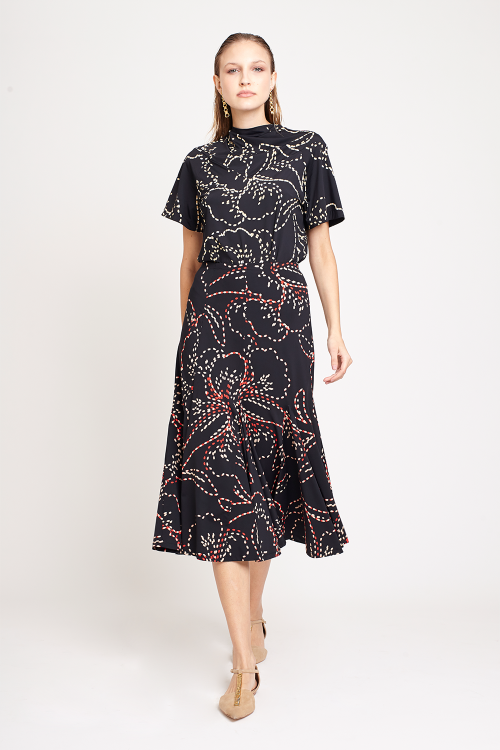 Fit — Blusa Jersey Estampa Pesponto Floral