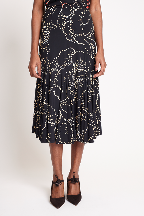 Fit — Saia Jersey Estampa Pesponto Floral