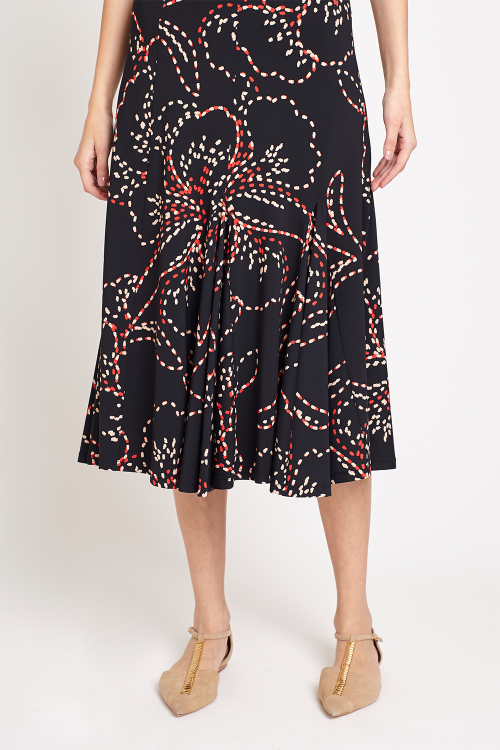 Fit — Saia Jersey Estampa Pesponto Floral