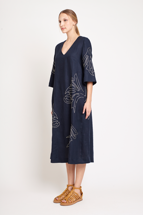Fit — Vestido Linho Bordado Arabescos
