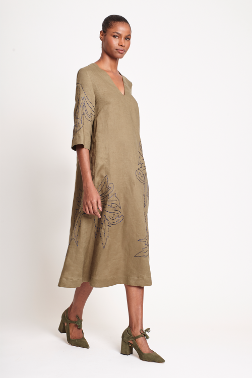 Fit — Vestido Linho Bordado Arabescos