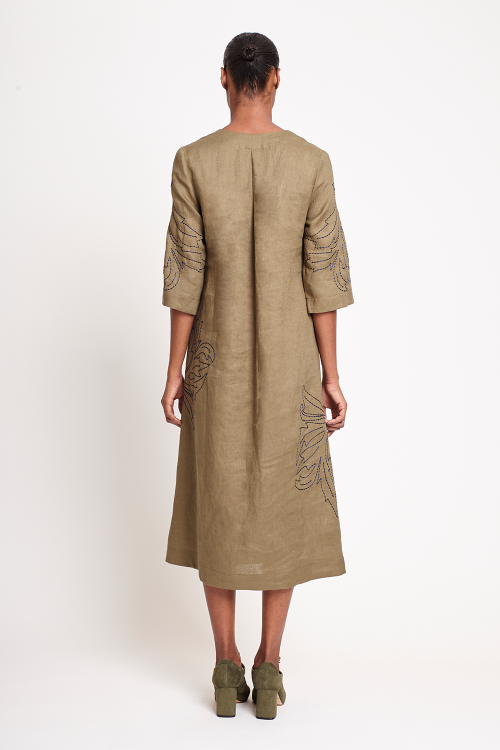 Fit — Vestido Linho Bordado Arabescos