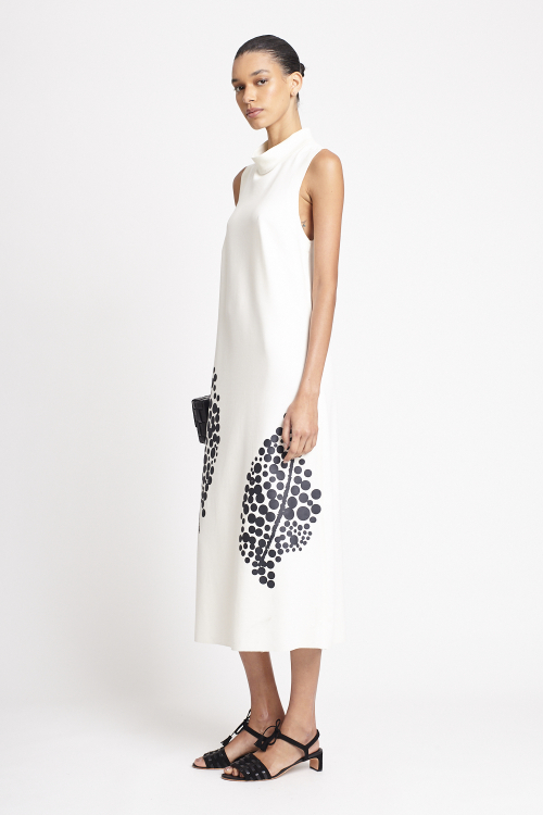 Fit — Vestido Malha Dupla Leve Silk Pontilhismo