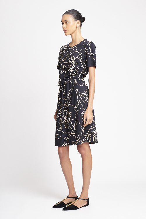 Fit — Vestido Jersey Estampa Pesponto Floral