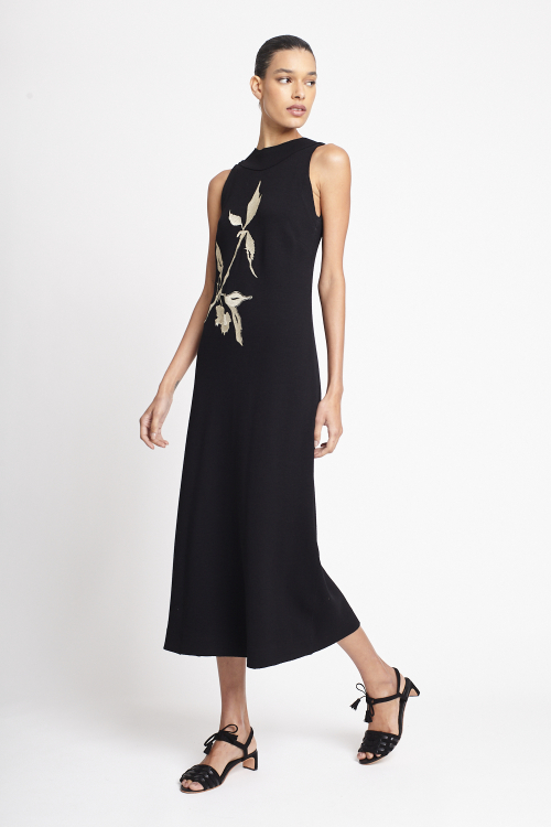 Fit — Vestido Bouclê Bordado Folhagem