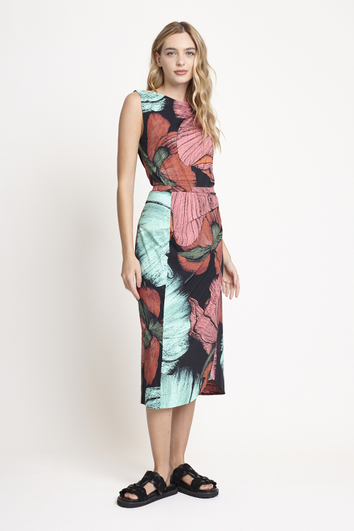 Fit — Saia Jersey Estampa Floral Pregas