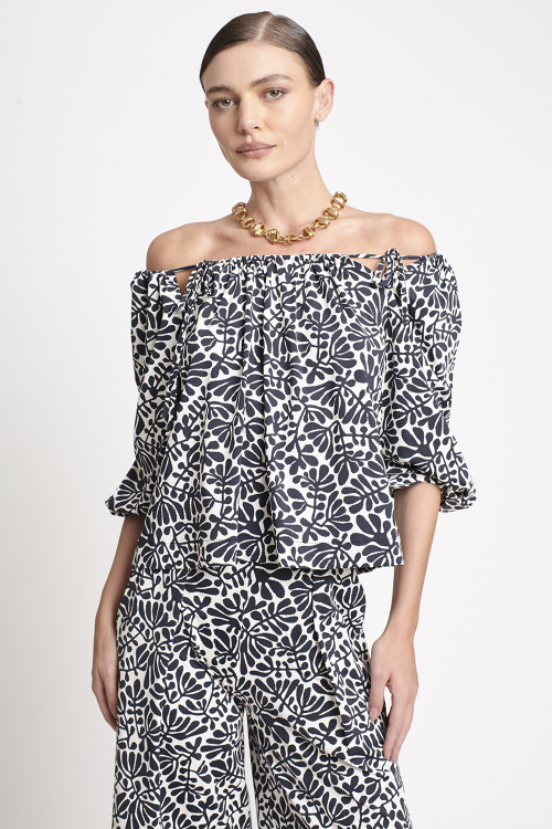 Fit — Blusa Jersey Ombro A Ombro Paisagem