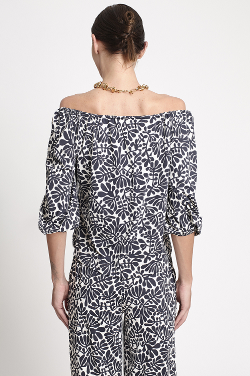 Fit — Blusa Jersey Ombro A Ombro Paisagem