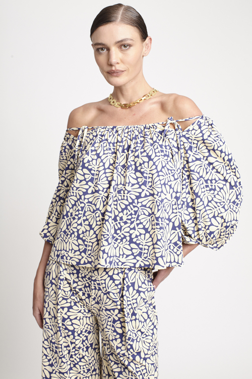 Fit — Blusa Jersey Ombro A Ombro Paisagem