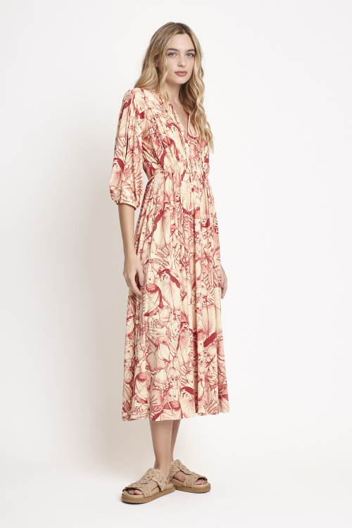 Fit — Vestido Jersey Estampa Natureza Midi