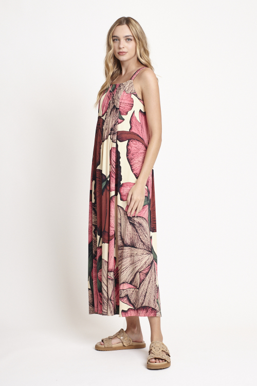Fit — Vestido Jersey Estampa Floral Pregas