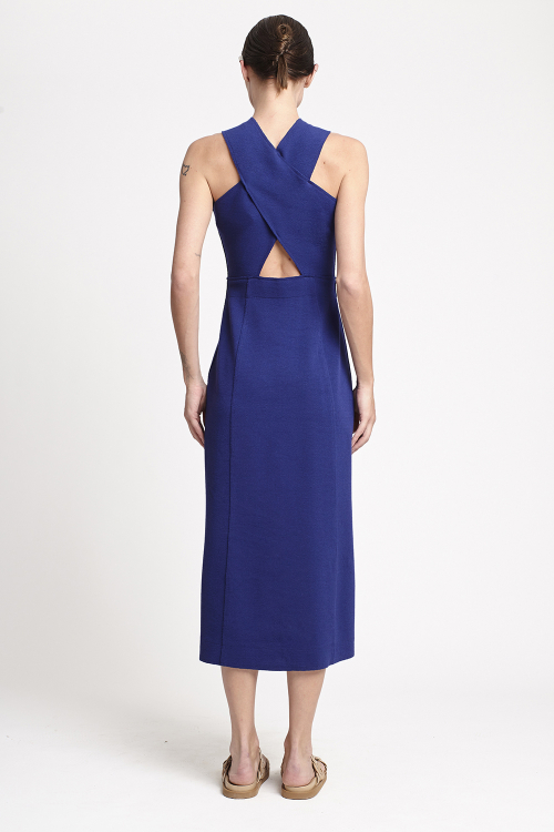 Fit — Vestido Malha Dupla Bouclê Cruzado