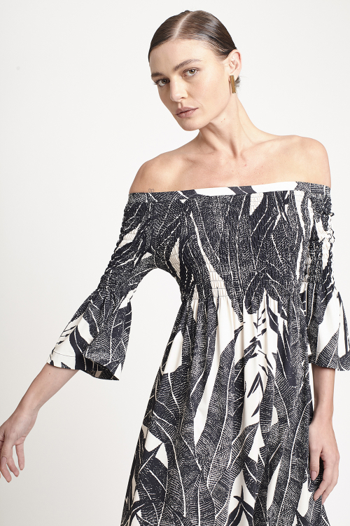 Fit — Vestido Jersey Estampa Suculentas Lastex Curto