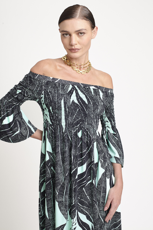 Fit — Vestido Jersey Estampa Suculentas Lastex Curto