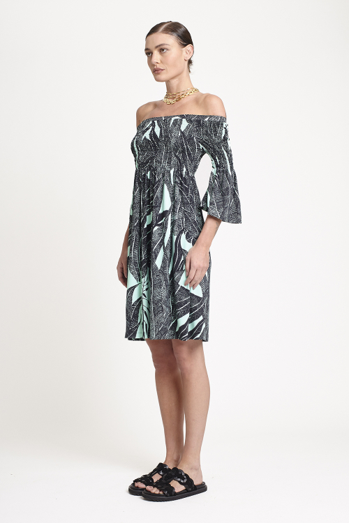 Fit — Vestido Jersey Estampa Suculentas Lastex Curto