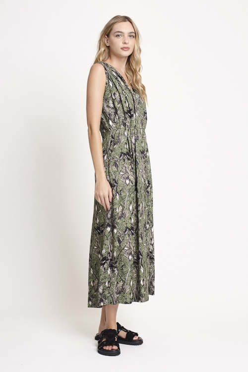 Fit — Vestido Viscose Estampa Floresta Midi