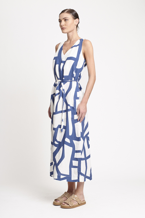 Fit — Vestido Linho Estampa Fronteira Nadador