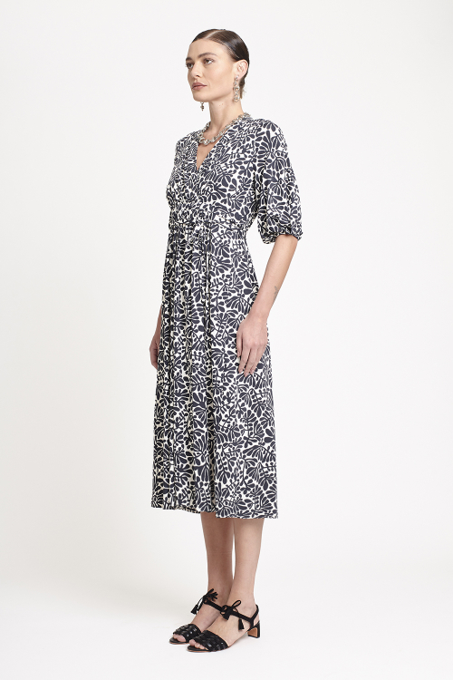 Fit — Vestido Jersey Amarração Estampa Paisagem