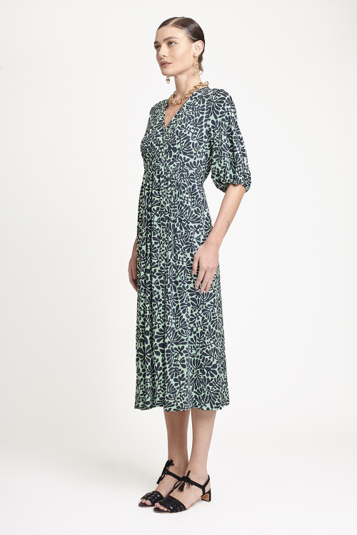 Fit — Vestido Jersey Amarração Estampa Paisagem