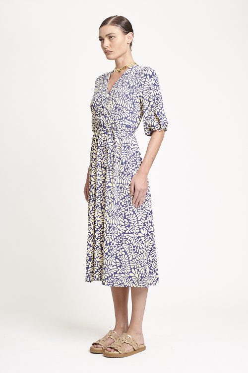 Fit — Vestido Jersey Amarração Estampa Paisagem