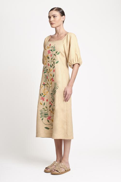 Fit — Vestido Linho Bordado Natureza