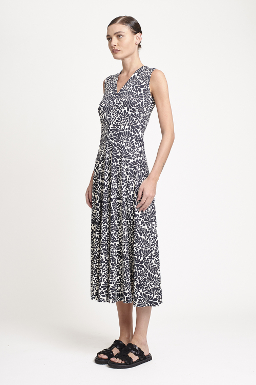 Fit — Vestido Jersey Estampa Paisagem Recorte Cintura