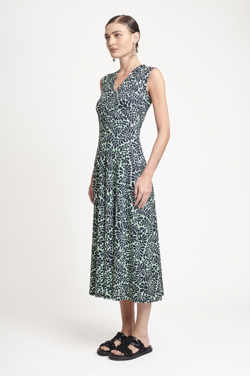 Fit — Vestido Jersey Estampa Paisagem Recorte Cintura