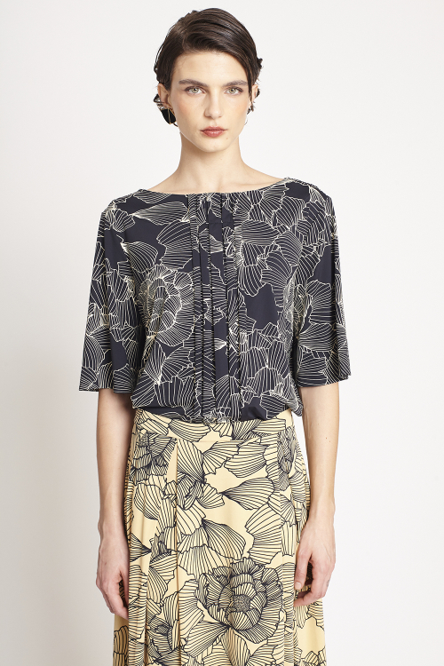 Fit — Saia Jersey Est Peônia Midi