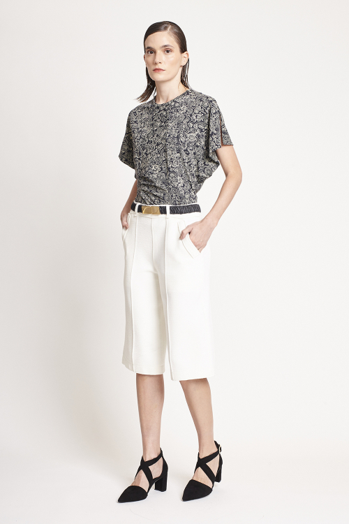 Fit — Blusa Estampa Nuvens Franzido